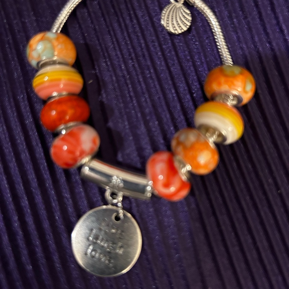 Colorful Beaded Bracelet with Silver Accents